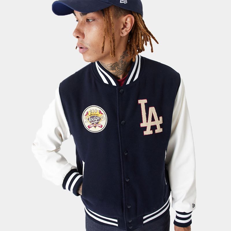 LA Dodgers MLB Large Logo Navy Varsity Jacket